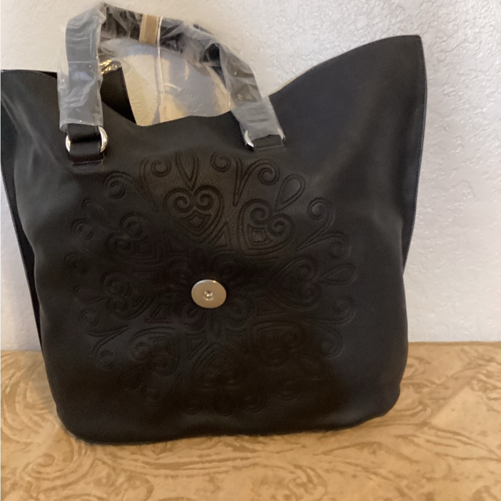 Chic Black Embossed Tote Bag